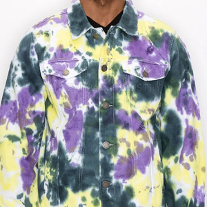 Chaqueta de mezclilla tie-dye para hombre fabricada en Pakistán, color personalizado, chaqueta de mezclilla tie-dye para hombre con logo personalizado, chaqueta de mezclilla para hombre - Product Image 6