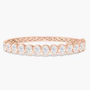 Oval Cut Lab Grown Diamond Bangles <b>Bracelet</b> Bezel Set 6.25" 14k 18k Gold Double Lock Bridal Jewelry <b>Cuff</b> <b>Bracelets</b> Wholesale - Product Image 5