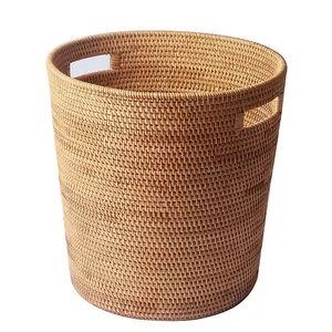 Cestas Redondas Plegables Hechas a Mano, Modernas Cestas de Mimbre y Ratán para Almacenamiento de Ropa, Decoración del Hogar y Organización, con Tapas - Product Image 5