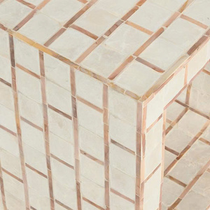 Natural Texture And Subtle Shimmer To Any Room A Lustrous Capiz Mother Of Pearl Shell Tile Inlay Side Table - Product Image 3
