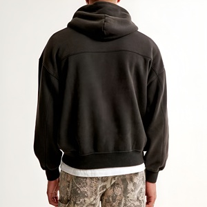 Sweat-shirt à capuche vert anthracite à lettres en relief, style streetwear minimaliste, en coton épais, avec logo personnalisé, approvisionnement en gros usine - Product Image 6