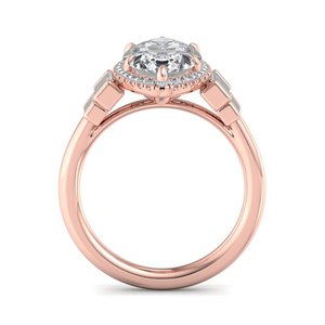 Anillo de boda clásico para mujer con marco de halo brillante de plata de ley 925 y moissanita con corte marquesa - Product Image 2