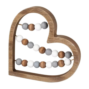 Wholesale Price Beaded Heart Wooden Shelf Sitter Rustic Home Decor Tabletop Accent Living Room <b>Ornament</b> Gift Decoration Piece - Product Image 1