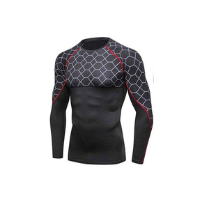 Ensemble Rash Guard de Compression Personnalisé OEM pour Hommes – T-shirt à Manches Longues et Leggings pour Entraînement de Combat et de Gym - Product Image 2
