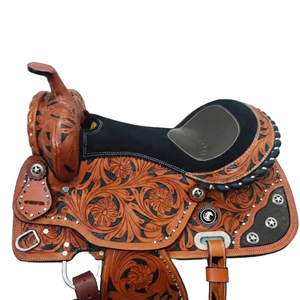 Selle de dressage occidentale portable en cuir véritable avec siège souple, options personnalisables, prix de gros disponible, dernière collection - Product Image 2