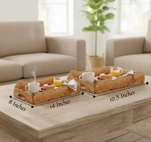 Rectangle Acacia Wooden Food Plate Drink <b>Coffee</b> Serving Tray for Restaurant <b>Walnut</b> Wood Serving Tray Handles Decorative Tray - Product Image 4