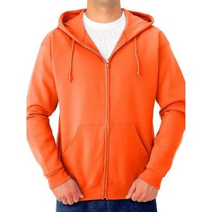 Sudadera con capucha naranja de cierre completo, ligera, para entrenamiento, con bolsillo tipo canguro, para fitness, correr y hacer ejercicio. - Product Image 1