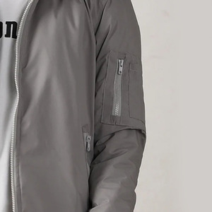 Mens Casual Bomber <b>Jacket</b> Solid Color Zipper <b>Pilot</b> Style Flight <b>Jacket</b> with Pockets - Product Image 2