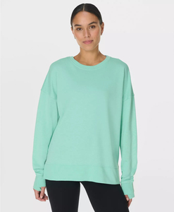 Sudadera de Forro Polar Orgánico para Mujer, Cuello Redondo, Sudaderas Personalizadas de Algodón Puro, Sudadera Informal para Mujer - Product Image 1