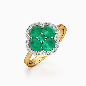 Luxury <b>Green</b> Round Gemstone Floral Cluster <b>Ring</b> for Women Diamond Halo 10K 14K 18K Gold & 925 Silver 935 Silver Fine Jewelry - Product Image 3