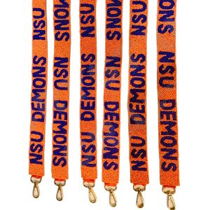 Nsu Demons, correas de bolsa de cuentas de semillas de oro blanco personalizadas, accesorio de moda 'Hook Em Horns', correa de monedero con cuentas - Product Image 1