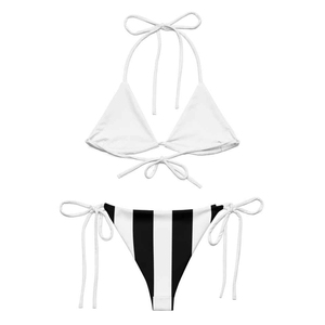 Ensemble de bikini dos nu à carreaux rouges et blancs pour femme, maillot de bain deux pièces à nouer sur les côtés en Spandex extensible et polyester, collection 2026 - Product Image 4