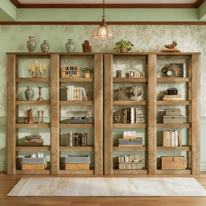 Libreria Alta dal Design Francese Moderno per Casa e Hotel, in Rattan e Pannelli di Legno, Arredamento per Soggiorno e Uso in Supermercato - Product Image 4