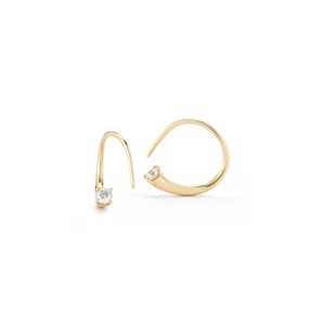 14K 18K <b>Solid</b> Custom Gold <b>Earring</b> Lab Grown Diamond Open Wire Hook Pull Through 10mm Huggie Hoop <b>Earrings</b> For Women Wholesale - Product Image 1