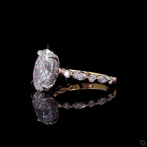 Oval Cut Lab Grown Diamond Engagement <b>Ring</b> 14K 18K Gold Solitaire <b>Ring</b> with Side Stones Luxury Fine Jewelry Women Wedding <b>Ring</b> - Product Image 2