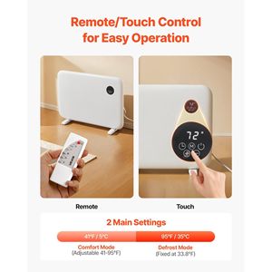 Stufa Elettrica a Pannello da 1500W, Portatile con Supporto e Design per Montaggio a Parete, Controllo Remoto Touch, Riscaldatore a Convezione - Product Image 3