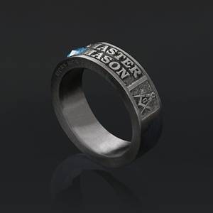 แหวนเมสัน BOJ รุ่น 042 แบบกำหนดเองได้ สำหรับทั้งชายและหญิง แหวนตราประทับฟรีเมสันส่วนบุคคล แหวนตราประทับมาสเตอร์เมสันเท็กซัส สไตล์ฮิปฮอป สีเงิน ราคาประหยัด - Product Image 4