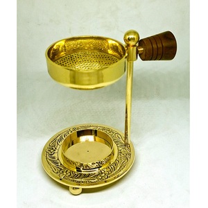 Decorative Gold Incense Burner With <b>Wooden</b> Handle for Everyday Home Kitchen Office and <b>Temple</b> Use Wholesale From India - Product Image 4