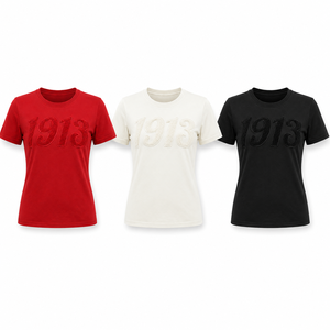 T-shirt à col rond en chenille 100 % coton brodé Delta Sigma Theta DST 1913 pour femmes, vêtements de sororité, vente en gros, grandes tailles - Product Image 2