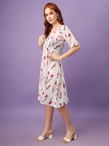 Vestido de Georgette con Estampado Floral, Vestido Vintage de Algodón con Estampado Multicolor para Niña, Vestidos para Uso Casual y de Oficina - Product Image 4