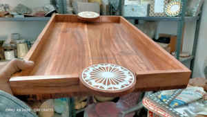 RFCrafts Vaisselle de service en bois au design moderne de luxe avec incrustation de nacre pour mariages maison Ramadan Eid - Product Image 3