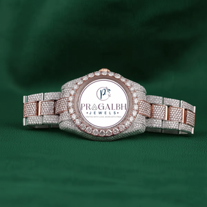 นาฬิกา Pragalbh Jewels ประดับเพชรสำหรับผู้ชาย ระบบออโตเมติก ตัวเรือนสแตนเลสสตีลสองสี นาฬิกาแบบสั่งทำพิเศษ - Product Image 6