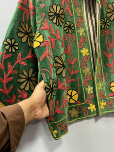 Suzani Velvet Floral Hand Embroidered Luxurious Jackets With Floral Design t Bomber Jacket Unisex All Seasons - Product Image 4