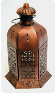 Moroccan Style <b>Copper</b> <b>Lantern</b> With Star Cutouts For Home Decoration Durable Metal Candle Holder - Product Image 2