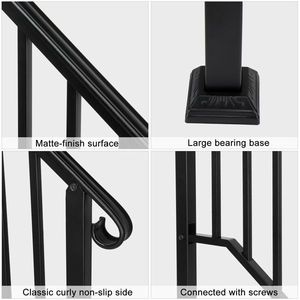 Artisasset Main courante carrée en fer et plastique, écologique, noir mat, à 2 niveaux, pour escaliers extérieurs d'appartements, sûre et sécurisée - Product Image 6