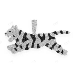 Hip Hop Tiger Pendant <b>Iced</b> Out Necklace Silver Gold 10K 14K Jumping Tiger Rapper <b>Chain</b> Luxury Animal Jewelry Bling Piece - Product Image 4