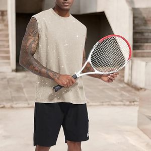 Camiseta sin Mangas de Algodón con Estampado Personalizado para Hombre, Estilo Vintage, Camiseta Deportiva, Fabricación OEM, Logotipo Personalizado - Product Image 4