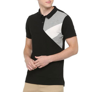 Polo de manga corta azul marino para hombre con cuello y puños rojos, diseño transpirable de algodón piqué informal. - Product Image 6