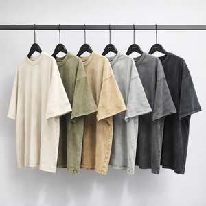 Camisetas de 380 g/m² con lavado ácido para mujer, transpirables, personalizadas, informales, lisas, extragrandes, al por mayor - Product Image 1