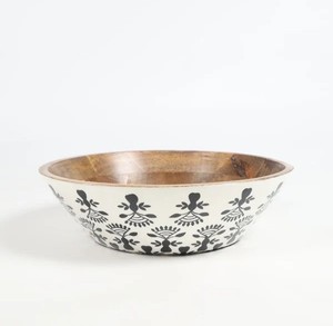 Bol en bois fait main avec motif bohème noir pour fruits et collations, vaisselle rustique pour la maison - Product Image 4