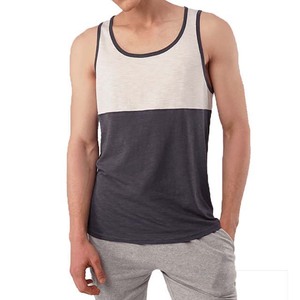 เสื้อกล้ามผู้ชายคอโอ ทรงหลวม ระบายอากาศได้ดี ผ้าฝ้ายถัก สีตัดต่อ  รับผลิตตามแบบ OEM ODM - Product Image 6