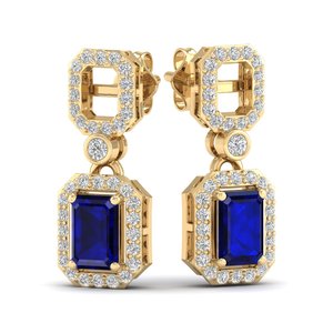 REYES Pendientes de Plata de Ley 925 de Alta Calidad con Moissanita, Joyería Fina para Boda, Corte Esmeralda, 2 Quilates, Gema de Zafiro Azul - Product Image 6