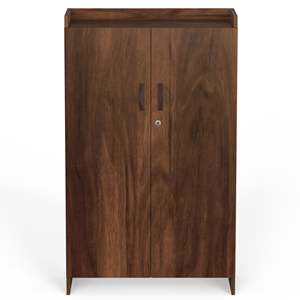Meuble à chaussures Brooklyn haut en bois d'ingénierie à 2 portes avec serrure, installation autonome - Product Image 1