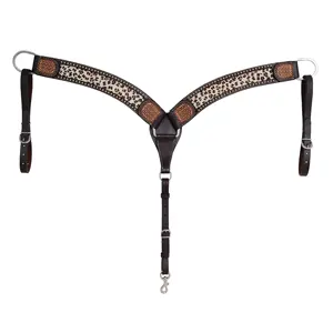 Rodeo Horse Western Style Brand Quality Cowhide Hair On Leather Breastplate Headstall With Hand Tooling & Stud At Best Price