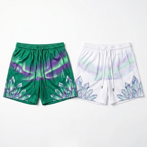 Pantalones cortos de malla con gráfico de camuflaje industrial Cyber ​​Grid personalizados, pantalones cortos de entrenamiento de baloncesto por sublimación para hombre - Product Image 3