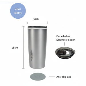 Vaso Térmico de Doble Pared de 20 oz, Acero Inoxidable SUS 304, Revestimiento de Porcelana, Deslizador Magnético Desmontable, Mantiene Bebidas Calientes/Frías de 4 a 6 Horas, Apto para Agua Hirviendo de 8 a 10 Horas, OEM - Product Image 5