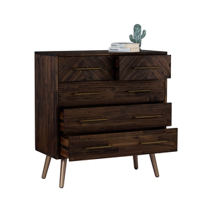 Commode sophistiquée en bois massif avec base métallique, credenza élégante pour les intérieurs urbains - Product Image 4