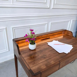 Modern <b>Solid</b> <b>Wood</b> Adjustable Writing <b>Desk</b> with Drawer Durable Construction Integrated Lighting - Product Image 6