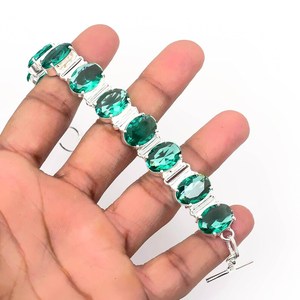 Faceted Apatite Gemstone Bracelet 925 Sterling Silver Boho Handmade Jewelry Statement Gift <b>For</b> Women <b>Men</b> - Product Image 5