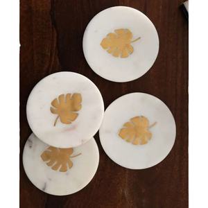 Hot Selling White Floral Marble <b>Coasters</b> with Mother of Pearl Inlay Handcrafted <b>Drink</b> <b>Coasters</b> Set Decorative Tableware Supplier - Product Image 2