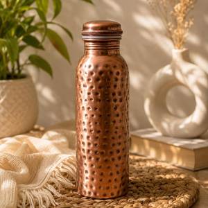 Botella de agua rústica de cobre martillado, jarra de hidratación, vaso que promueve la vitalidad general. - Product Image 2