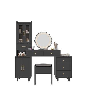 Luxury Modern European <b>Dressing</b> Table Set with LED Lighted Mirror Glass Makeup Table for Bedroom Use - Product Image 2