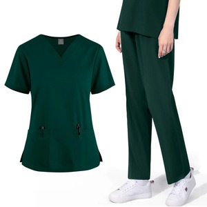 ชุดยูนิฟอร์มพยาบาลแบบแห้งเร็ว คอวี ผ้าทอ ทรงขากระบอก ใส่สบาย สำหรับทุกเพศ มีหลายสีให้เลือก - Product Image 3