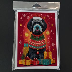 Whimsical A7 tamaño 5x7 Perro de Agua portugués vacaciones Navidad tarjetas de felicitación Paquete de 8 tarjetas de nota en blanco con sobres - Product Image 3