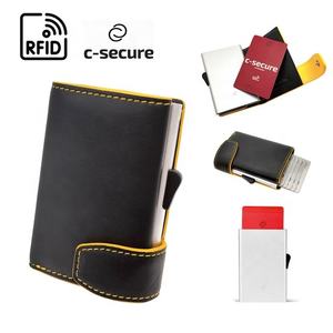 2024 nouveau Design Castello X C-SECURE hommes minimalisme noir Mini véritable peau de vache en cuir souple RFID métal porte-cartes ouvert court OEM - Product Image 6