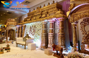 Escenario tradicional de boda musulmana, decoración de escenario con temática de gran bollwood, etapa de boda india dorada - Product Image 4